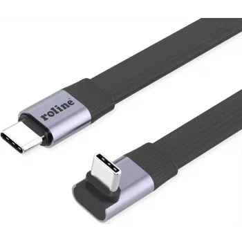 Kabel ROLINE USB4-2.0 80 Gbit/s płaski ST/ST prosty-270° kątowy - Kabel - Cyfrowy/Danych