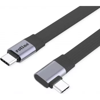 ROLINE USB4-2.0 kabel (80 Gbit/s), płaski ST/ST, prosty-90° kątowy, 0,13m (11.02.9099)