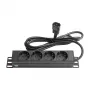Good Connections Steckdosenleiste 10 - 1HE - Kaltgeräte-Stecker C14 an 4x Schutzkontakt-Buchse - Kinderschutz - Aluminiumprofil - schwarz