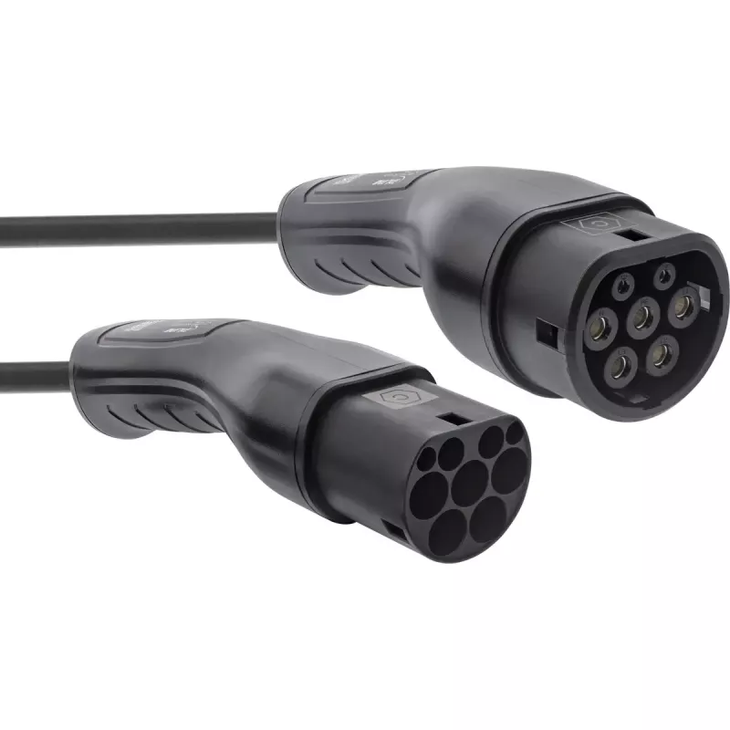 InLine 16283S Kabel do ładowania pojazdów elektrycznych, Typ 2, 22 kW, 3-fazowy, kabel spiralny 3 m