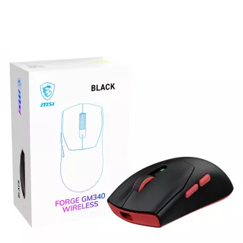 MSI Forge GM340 Bezprzewodowa mysz gamingowa, symetryczna, optyczna, 12000 DPI, czarna