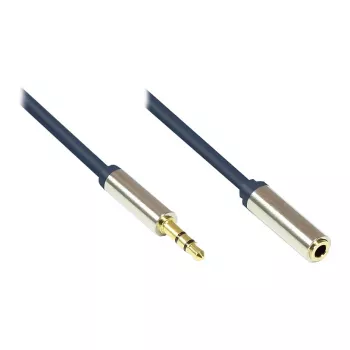 Audio Anschlusskabel High-Quality 3,5mm, Klinkenstecker an Klinkenbuchse Vollmetallgehäuse, dunkelblau, 1m, Good Connections (GC-M0051)