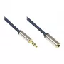 Audio Anschlusskabel High-Quality 3,5mm, Klinkenstecker an Klinkenbuchse Vollmetallgehäuse, dunkelblau, 3m, Good Connections (GC-M0054)