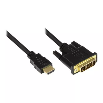 Anschlusskabel HDMI 19pol Stecker an DVI-D 24+1 Stecker, 24K vergoldete Stecker und Kupferkontakte, OFC, schwarz, 5m, Good Connections (GC-M0012)