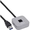 Skaner linii papilarnych USB z hubem InLine 41360K, kompatybilny z Windows Hello, kabel 1,5 m, srebrny
