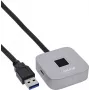 Skaner linii papilarnych USB z hubem InLine 41360K, kompatybilny z Windows Hello, kabel 1,5 m, srebrny