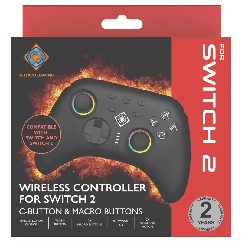 Gamepad Deltaco GAM-198 czarny — Bluetooth i USB (Type-C) do Nintendo Switch, Switch 2, Switch OLED, Android, PC