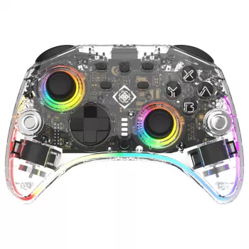 Gamepad Deltaco Gaming GAM-198-T Transparent Bluetooth/USB USB-C dla Nintendo Switch, Switch 2, Switch OLED, Android, PC