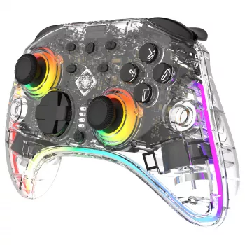 Gamepad Deltaco Gaming GAM-198-T Transparent Bluetooth/USB USB-C dla Nintendo Switch, Switch 2, Switch OLED, Android, PC