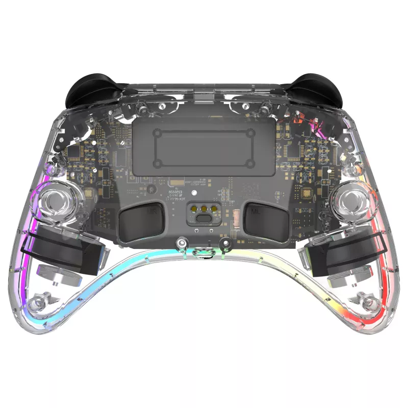 Gamepad Deltaco Gaming GAM-198-T Transparent Bluetooth/USB USB-C dla Nintendo Switch, Switch 2, Switch OLED, Android, PC