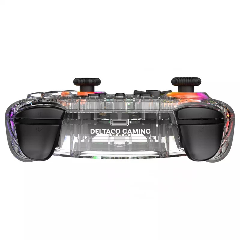Gamepad Deltaco Gaming GAM-198-T Transparent Bluetooth/USB USB-C dla Nintendo Switch, Switch 2, Switch OLED, Android, PC