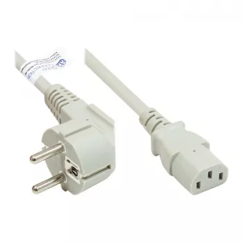 Netzkabel Schutzkontakt-Stecker Typ E+F (CEE 7/7, gewinkelt) an C13 (gerade), grau, 1,00 mm², 5 m, Good Connections® (P0130-GR050)