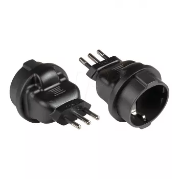 adapter zasilania wtyczka włoska Typ L (CEI 23-16, prosta) na gniazdo z uziemieniem Typ F (CEE 7/3, proste), czarny, Good Connections® (PA-6502S)