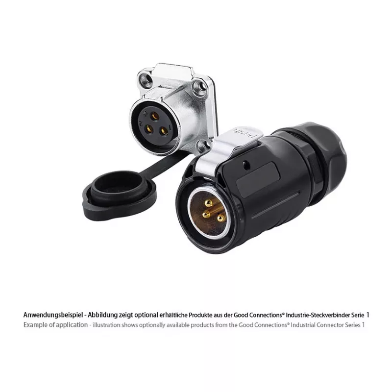Good Connections IC01-20P303 - S1 - Zasilanie (3-stykowe) - Czarny - prosty - Metal - Plastik - Złoto - stop miedzi