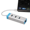 Hub USB 3.0 z Gigabit Ethernet ITEC U3GLAN3HUB — 3-portowy hub metalowy, VIA VL812 + Realtek RTL8153, srebrny