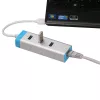 Hub USB 3.0 z Gigabit Ethernet ITEC U3GLAN3HUB — 3-portowy hub metalowy, VIA VL812 + Realtek RTL8153, srebrny