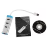 Hub USB 3.0 z Gigabit Ethernet ITEC U3GLAN3HUB — 3-portowy hub metalowy, VIA VL812 + Realtek RTL8153, srebrny