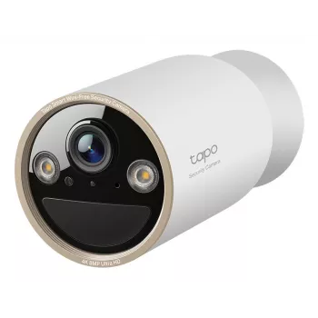 TP-Link Tapo Bezprzewodowa Wewnętrzna/Zewnętrzna Kamera Bezpieczeństwa SPEC: 4K UHD (3840x2160), Obsługa H.265/H.264, 16-krotny Cyfrowy Zoom UHD, Dwuzakresowe Wi-Fi 2,4/5 GHz, Wbudowany Akumulator Litowo-Jonowy 10000 mAh