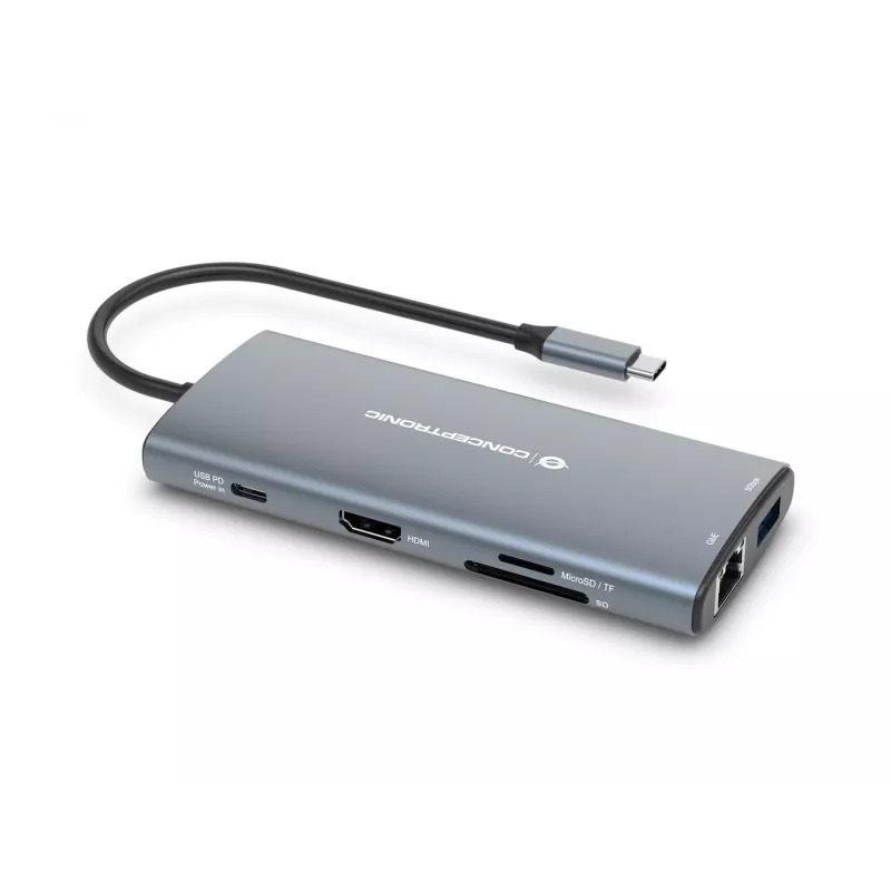 CONCEPTRONIC 10-1 Dock USB-C->HDMI/2xUSB-C/3xUSB-A/+ 20cm gr