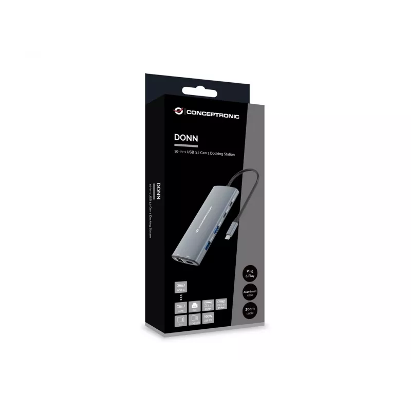 CONCEPTRONIC 10-1 Dock USB-C->HDMI/2xUSB-C/3xUSB-A/+ 20cm gr