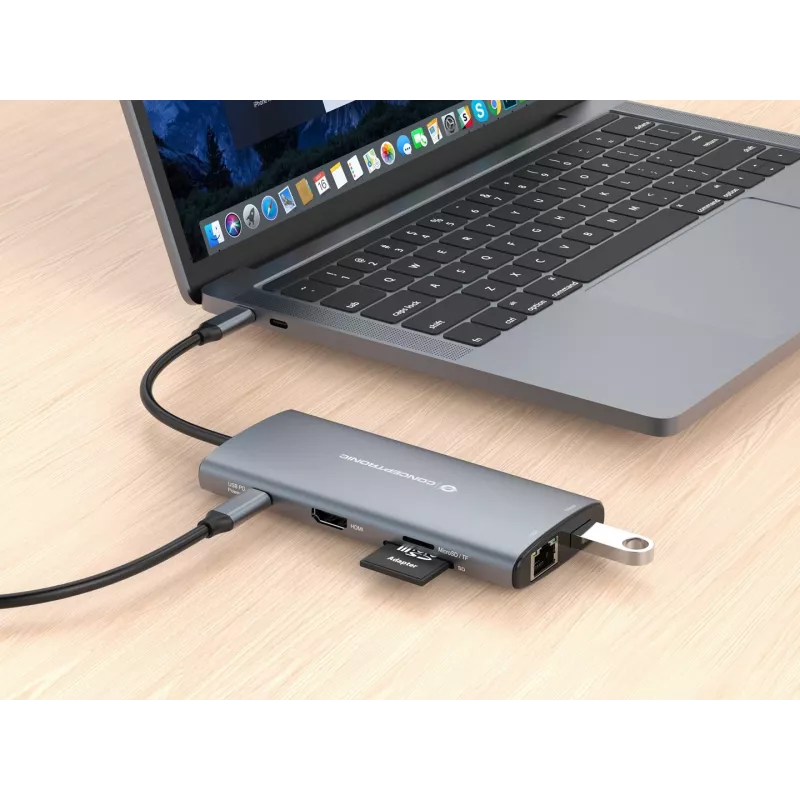 CONCEPTRONIC 10-1 Dock USB-C->HDMI/2xUSB-C/3xUSB-A/+ 20cm gr