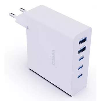 Verico MOJO GaN 140W wieloportowa szybka ładowarka USB-C i USB-A do laptopów, smartfonów i tabletów, biała
