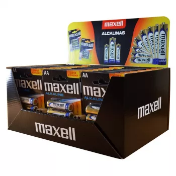 MAXELL Alkaliczne LR6 AA baterie jednorazowe 1,5 V — opakowanie 4 szt. (ekspozytor 30 blistrów / 120 szt.)
