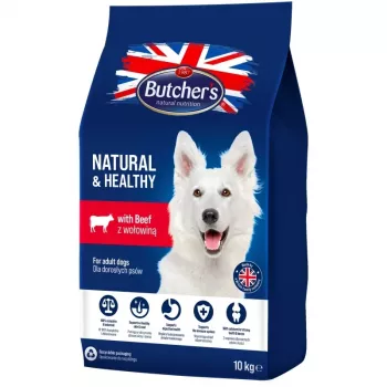 Sucha karma dla psa BUTCHER'S Natural & Healthy Dog with Beef – 10 kg, kompletne żywienie dla dorosłych psów