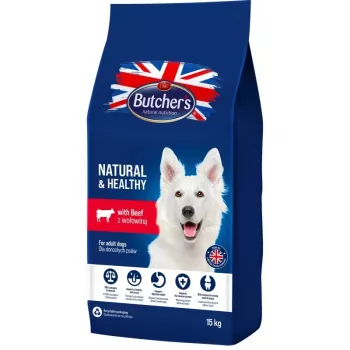 Sucha karma dla psa BUTCHER'S Natural & Healthy Dog z wołowiną — 15 kg