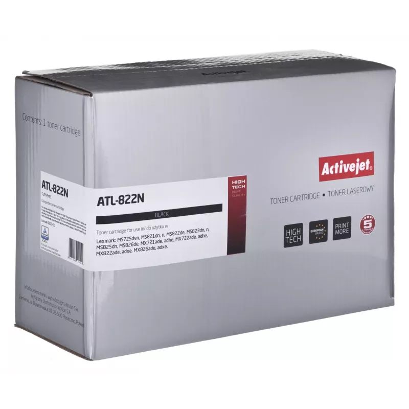 Toner ActiveJet ATL-822N do Lexmark (zamiennik 58D2H00), czarny, 15000 stron, 1 szt.