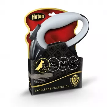 Automatyczna smycz taśmowa Hilton Smart Dog Tape XL — 7 m, dla psów do 40 kg, czarno-szara
