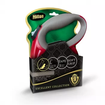 Automatyczna smycz Hilton Smart Dog Tape L — 5 m, dla psów do 30 kg, bordowo-szara
