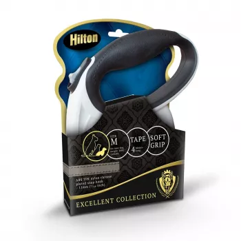 Smycz automatyczna Hilton Smart Dog Tape M — 4 m, dla psów do 20 kg, biało-czarna