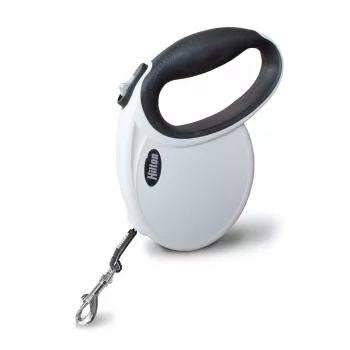Smycz automatyczna Hilton Smart Dog Tape M — 4 m, dla psów do 20 kg, biało-czarna