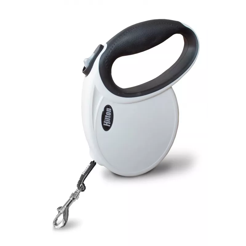 Smycz automatyczna Hilton Smart Dog Tape M — 4 m, dla psów do 20 kg, biało-czarna