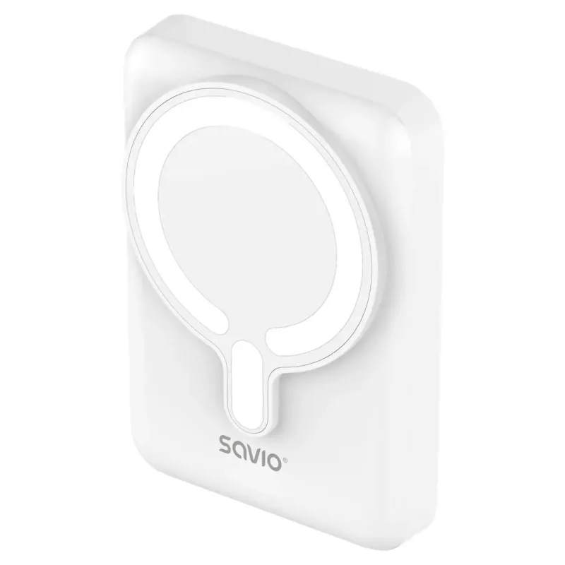 Power bank SAVIO BA-13 10000 mAh z wyjściem 20 W i ładowaniem bezprzewodowym, biały