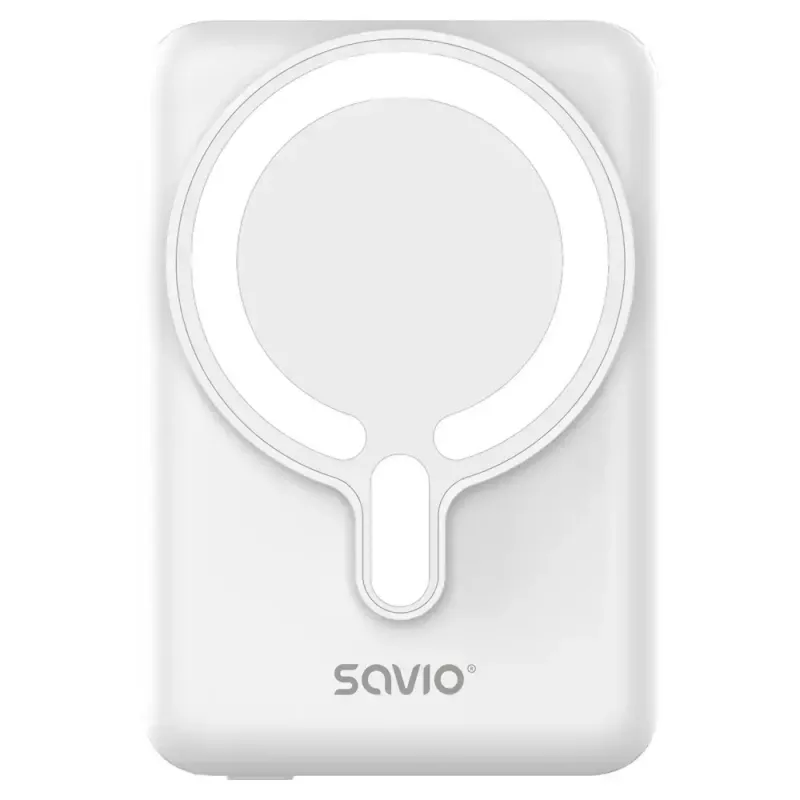 Power bank SAVIO BA-13 10000 mAh z wyjściem 20 W i ładowaniem bezprzewodowym, biały