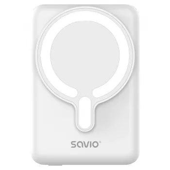 Power bank SAVIO BA-13 10000 mAh z wyjściem 20 W i ładowaniem bezprzewodowym, biały