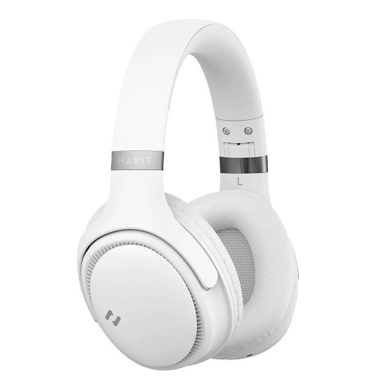 Bezprzewodowe słuchawki Bluetooth HAVIT H630BT — nauszne, Bluetooth, wbudowany mikrofon, białe