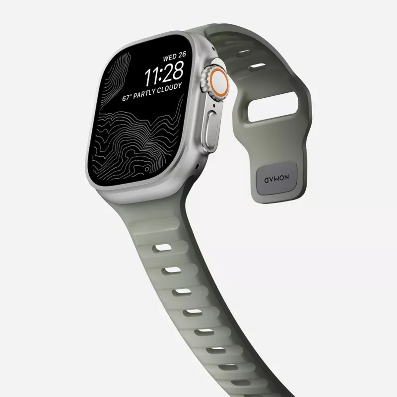 Pasek Nomad Sport Band szary gumowy do smartwatcha, szerokość 21,5 mm, obwód nadgarstka 160–195 mm