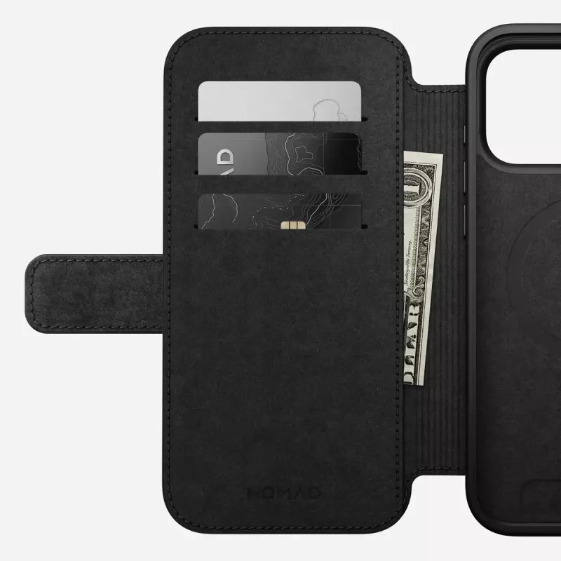Skórzany futerał do telefonu Nomad Modern Leather Folio dla iPhone 17 Pro Max (6,9 cala) brązowy, skóra/aluminium, 4 kieszenie na karty
