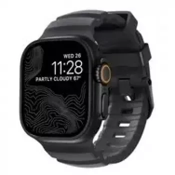 Pasek NOMAD Rocky Point Band - pasek do Apple Watch 46mm/49mm z FKM i tytanem (storm, czarny okucie)