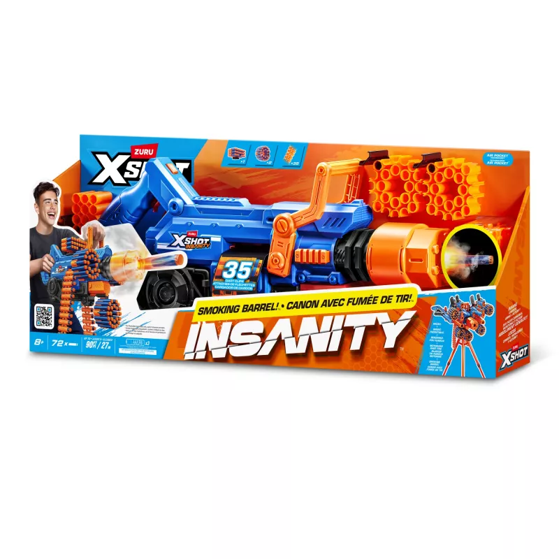 ZURU XSHOT Insanity Smoking Barrel Blaster, blaster zabawkowy, 8 lat