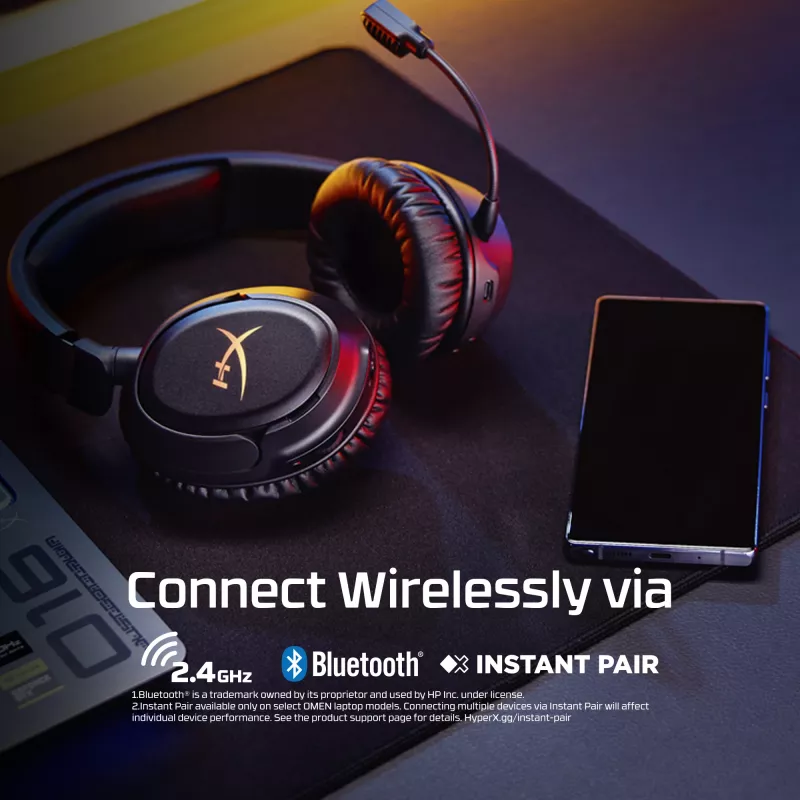 Bezprzewodowy zestaw słuchawkowy gamingowy KINGSTON HyperX Cloud Flight 2 z USB-C i Bluetooth, biały