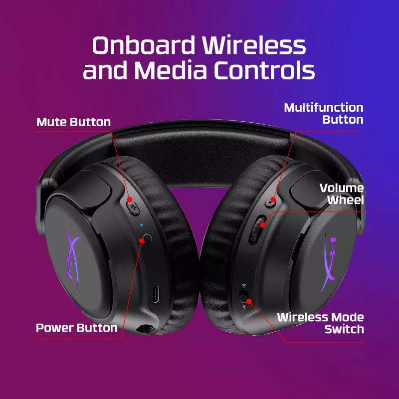 Bezprzewodowy zestaw słuchawkowy gamingowy KINGSTON HyperX Cloud Flight 2 z USB-C i Bluetooth, biały