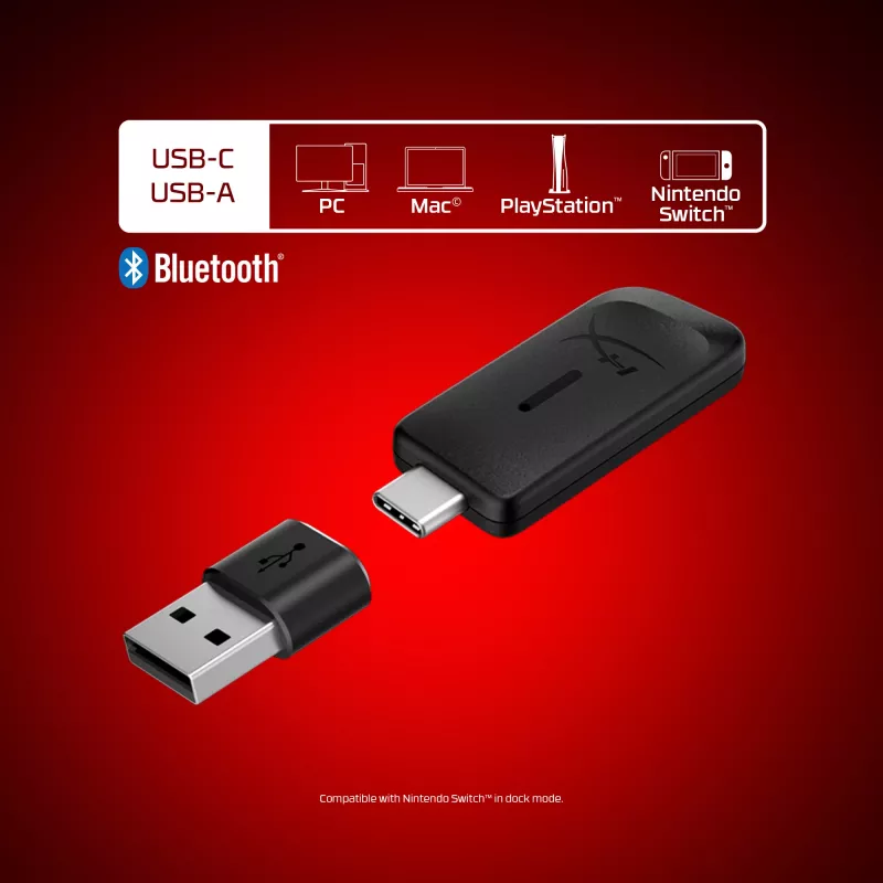 Bezprzewodowy zestaw słuchawkowy gamingowy KINGSTON HyperX Cloud Flight 2 z USB-C i Bluetooth, biały