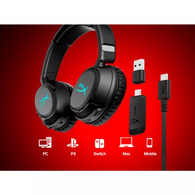 Bezprzewodowy zestaw słuchawkowy gamingowy KINGSTON HyperX Cloud Flight 2 z USB-C i Bluetooth, biały