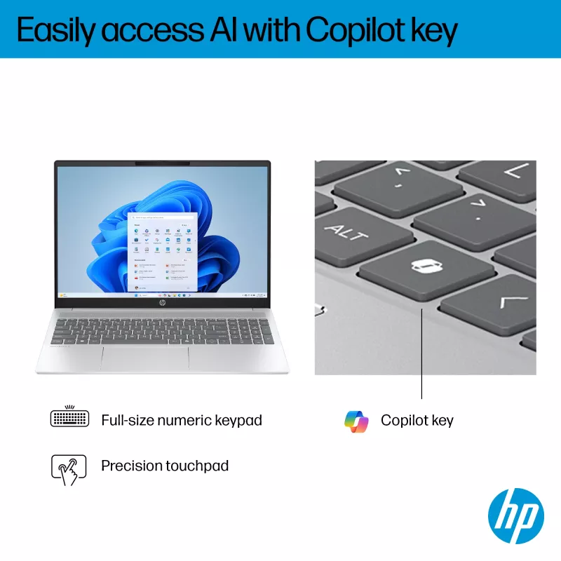 HP OmniBook 5 16-bc1002na AMD Ryzen™ 5 8540U Laptop 40,6 cm (16 cali) Dotykowy 2K 8 GB LPDDR5-SDRAM 512 GB SSD Wi-Fi 6 (802.11ax) Windows 11 Home Srebrny