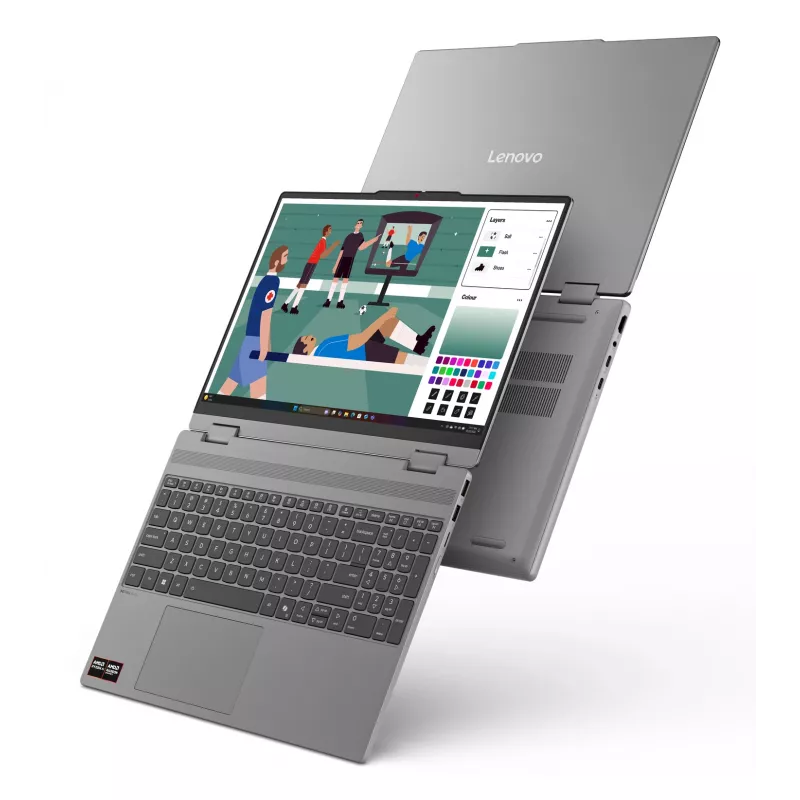 Lenovo IdeaPad 5 2-in-1 15AGP11 Copilot+ PC AMD Ryzen™ AI 5 430 Hybrydowy (2-w-1) 38,9 cm (15,3 cala) Ekran dotykowy WUXGA 16 GB DDR5-SDRAM 512 GB SSD Wi-Fi 7 (802.11be) Windows 11 Home Niemiecki szary
