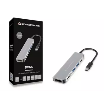 Conceptronic DONN02G stacja dokująca/replikator portów do laptopa USB 3.2 Gen 1 (3.1 Gen 1) Type-C Aluminium